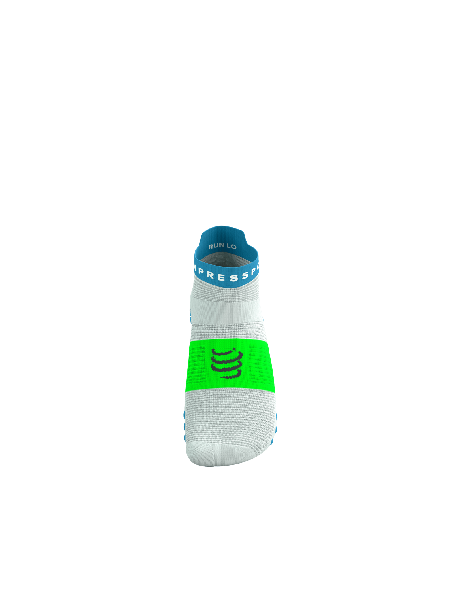 Compressport Pro Racing Socks V4.0 Run Low - White/Norse Blue/Neon Green