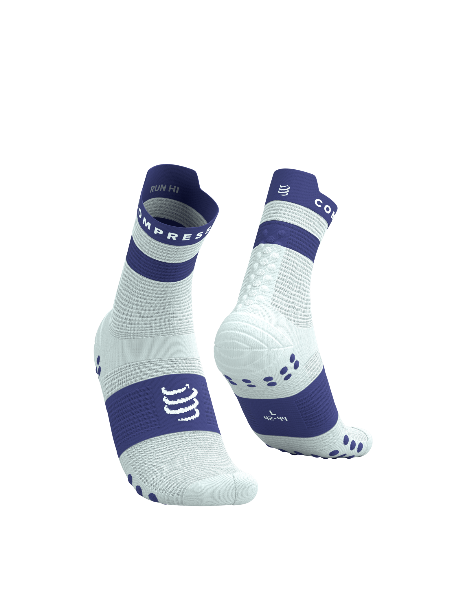 Compressport Pro Racing Socks V4.0 Run High - Star White/Orient Blue