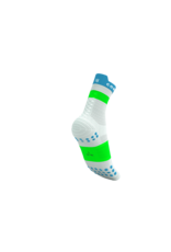 Compressport Pro Racing Socks V4.0 Run High - White/Norse Blue/Neon Green