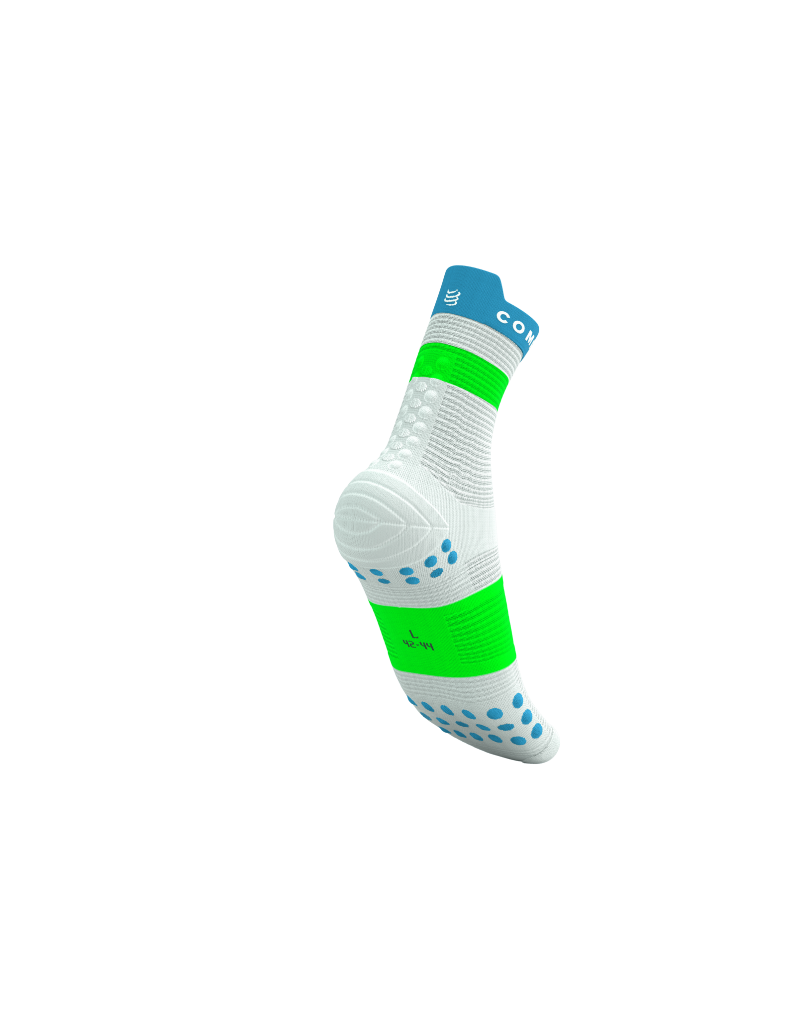 Compressport Pro Racing Socks V4.0 Run High - White/Norse Blue/Neon Green