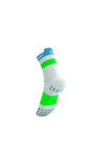 Compressport Pro Racing Socks V4.0 Run High - White/Norse Blue/Neon Green