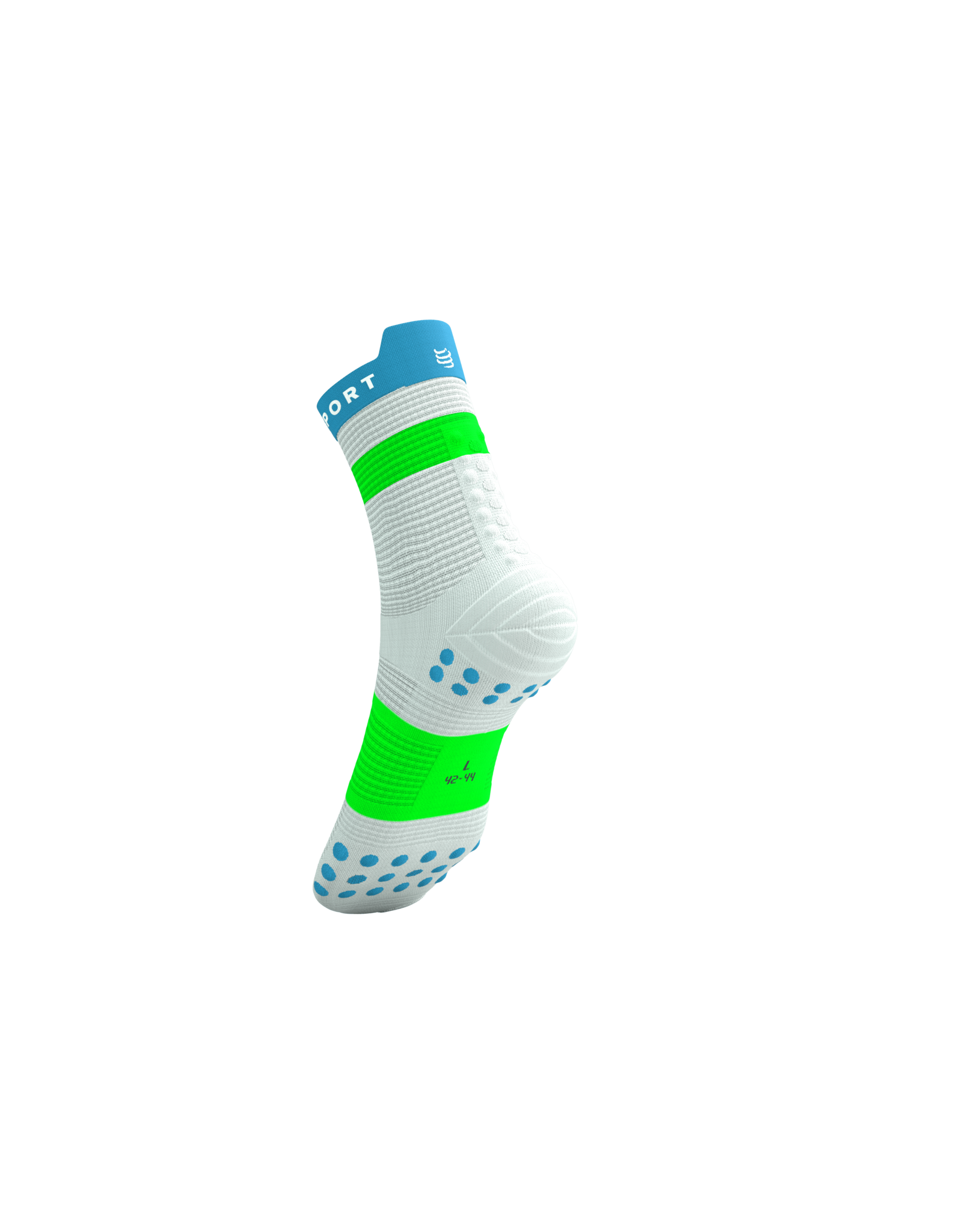 Compressport Pro Racing Socks V4.0 Run High - White/Norse Blue/Neon Green
