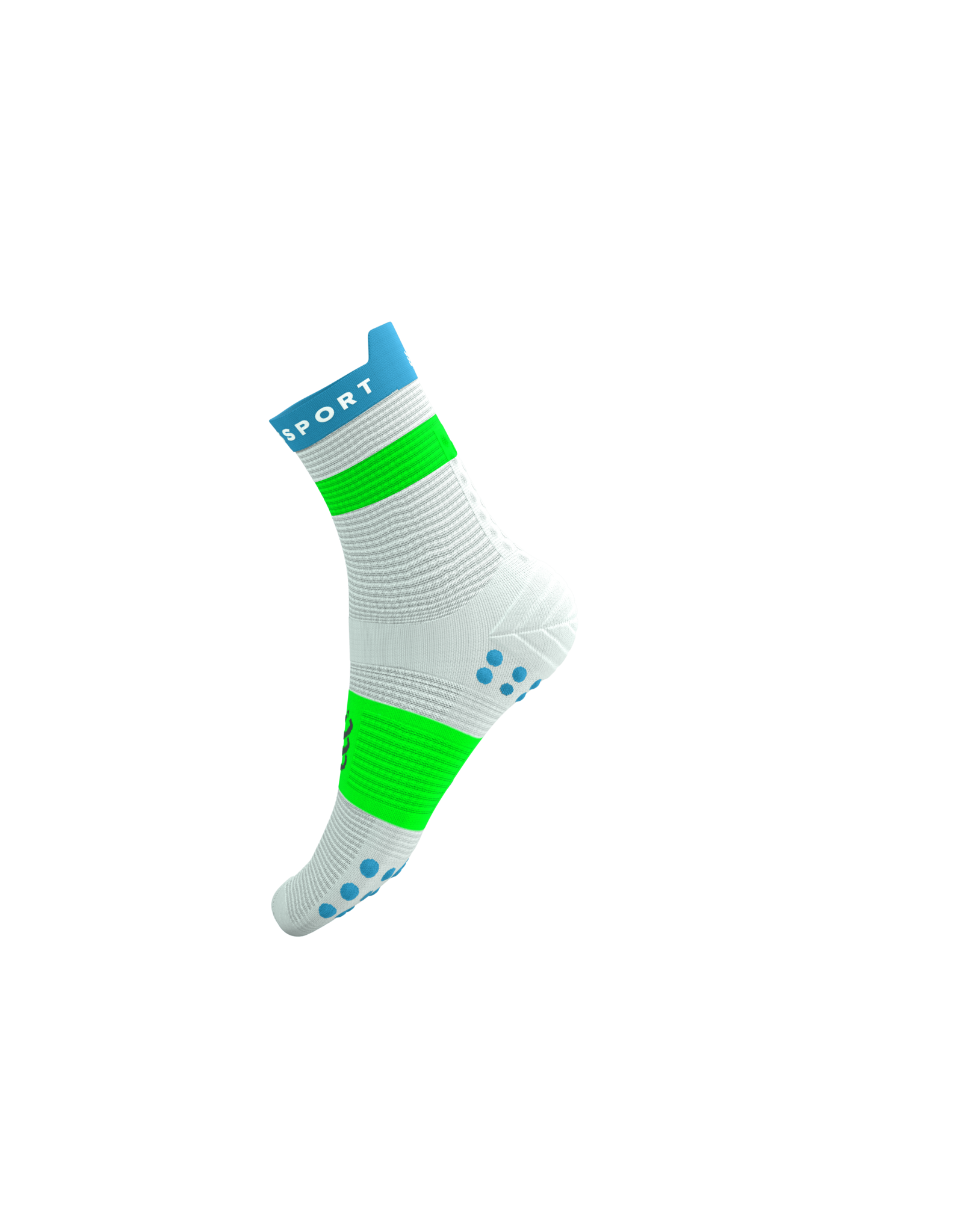 Compressport Pro Racing Socks V4.0 Run High - White/Norse Blue/Neon Green