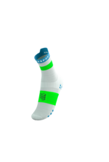 Compressport Pro Racing Socks V4.0 Run High - White/Norse Blue/Neon Green