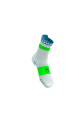 Compressport Pro Racing Socks V4.0 Run High - White/Norse Blue/Neon Green