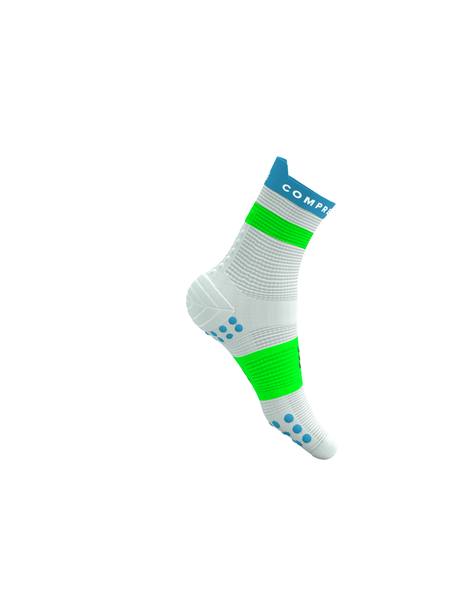 Compressport Pro Racing Socks V4.0 Run High - White/Norse Blue/Neon Green