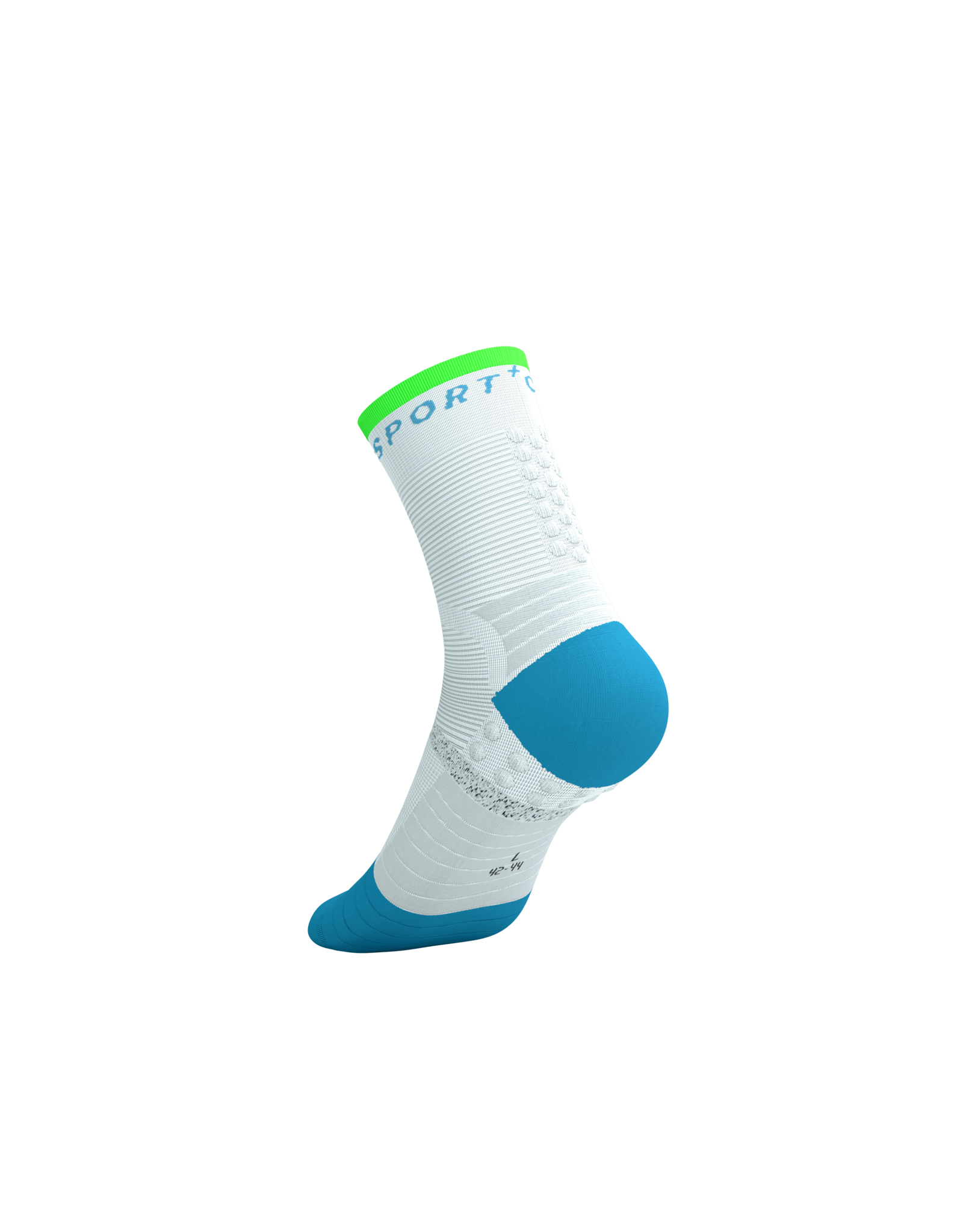 Compressport Pro Marathon Socks V2.0 - White/Norse Blue/Neon Green