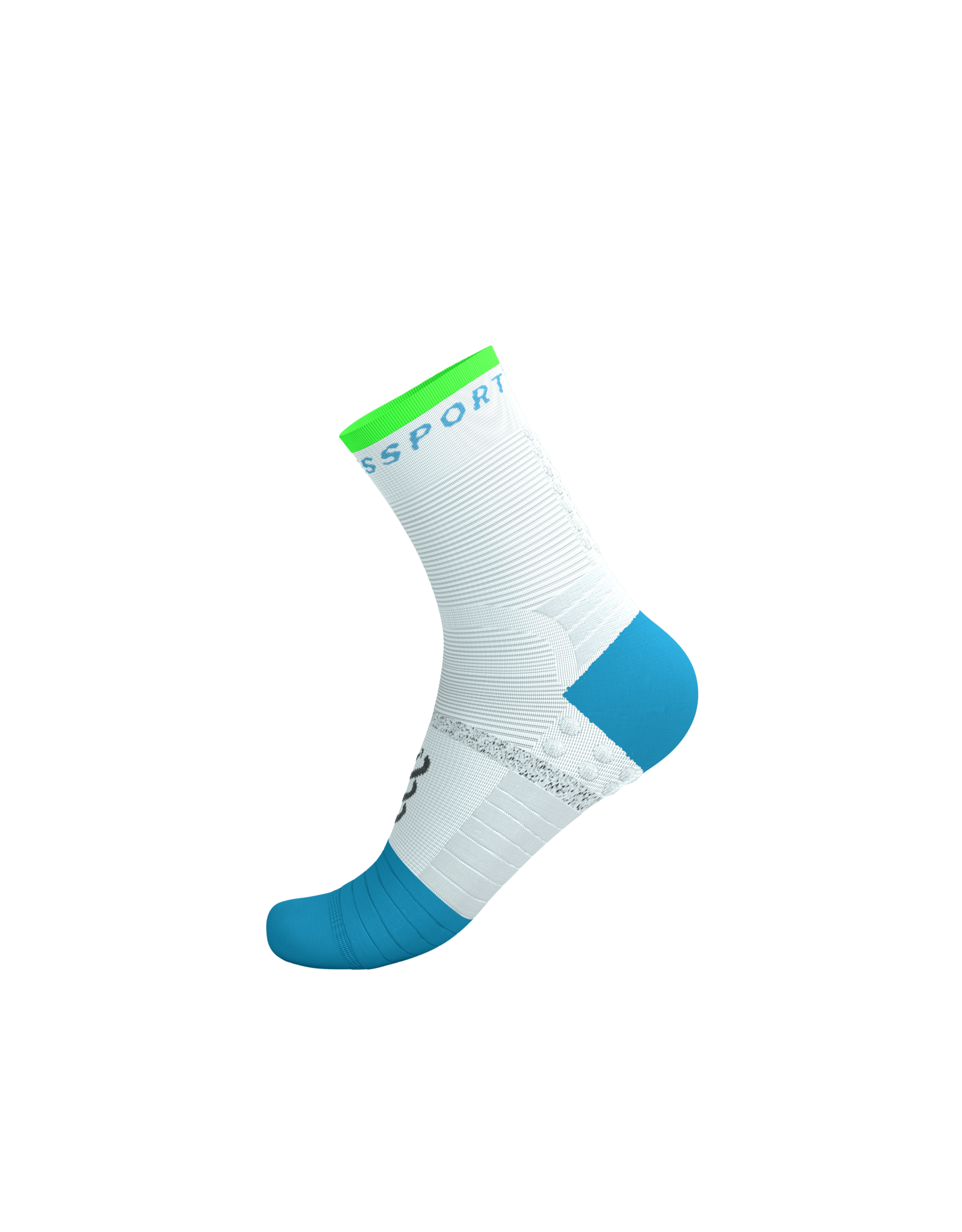 Compressport Pro Marathon Socks V2.0 - White/Norse Blue/Neon Green