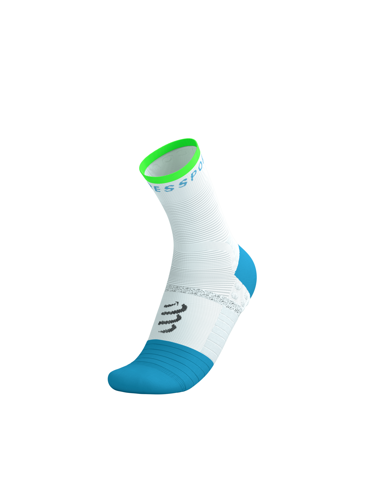 Compressport Pro Marathon Socks V2.0 - White/Norse Blue/Neon Green