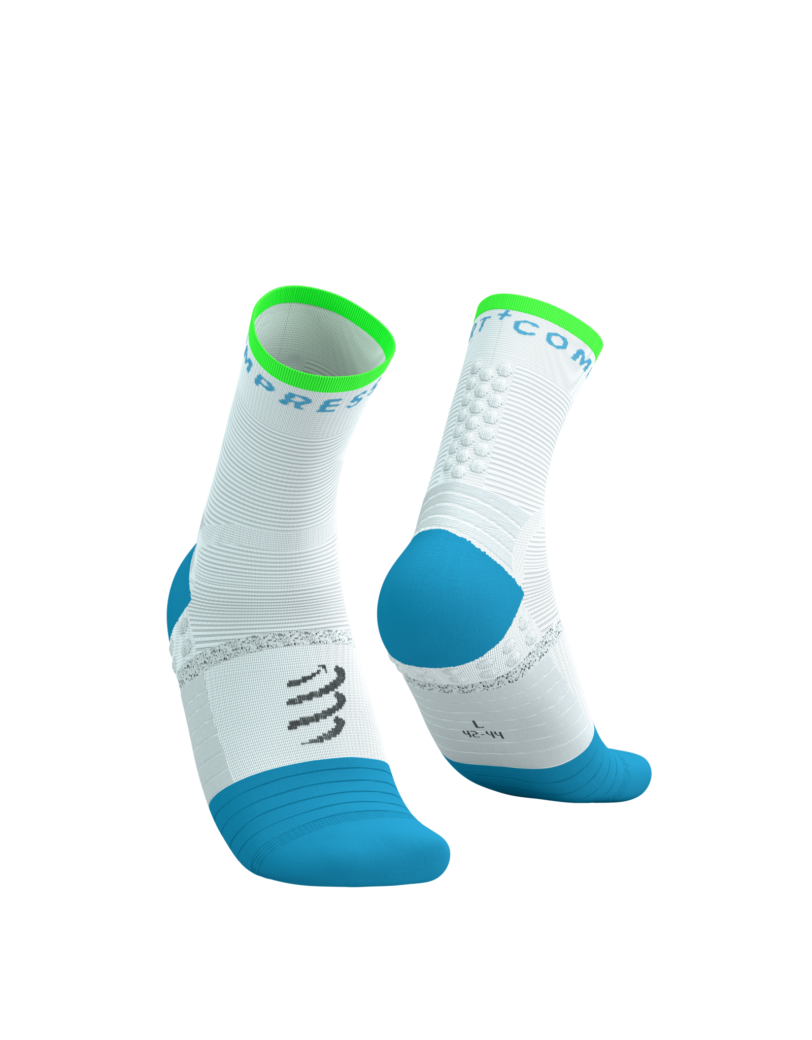 Compressport Pro Marathon Socks V2.0 - White/Norse Blue/Neon Green