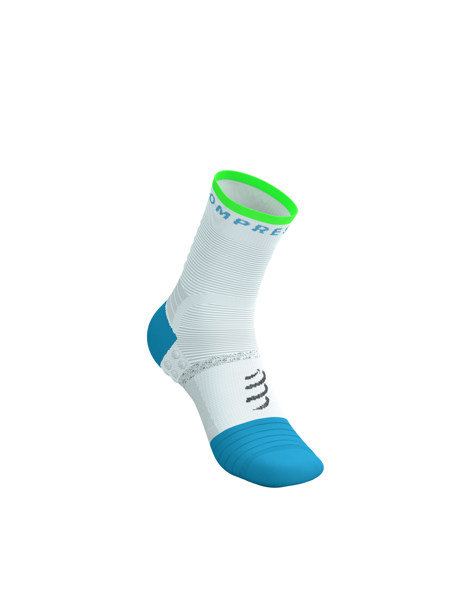 Compressport Pro Marathon Socks V2.0 - White/Norse Blue/Neon Green