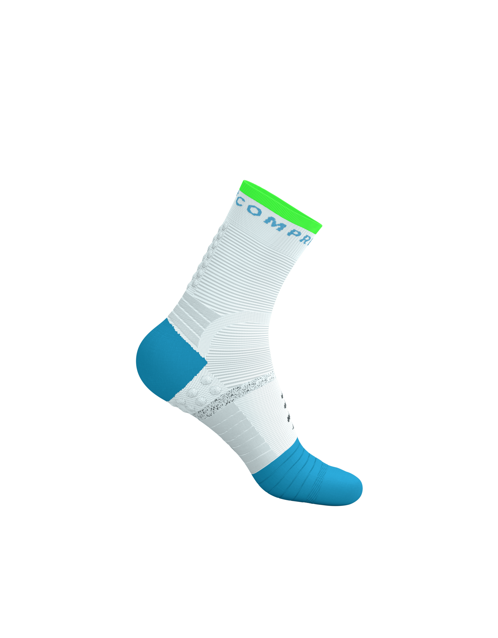 Compressport Pro Marathon Socks V2.0 - White/Norse Blue/Neon Green