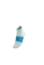 Compressport Pro Racing Socks V4.0 Ultralight Run Low - White/Norse Blue/Neon Green