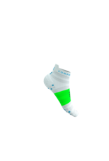 Compressport Pro Racing Socks V4.0 Ultralight Run Low - White/Norse Blue/Neon Green