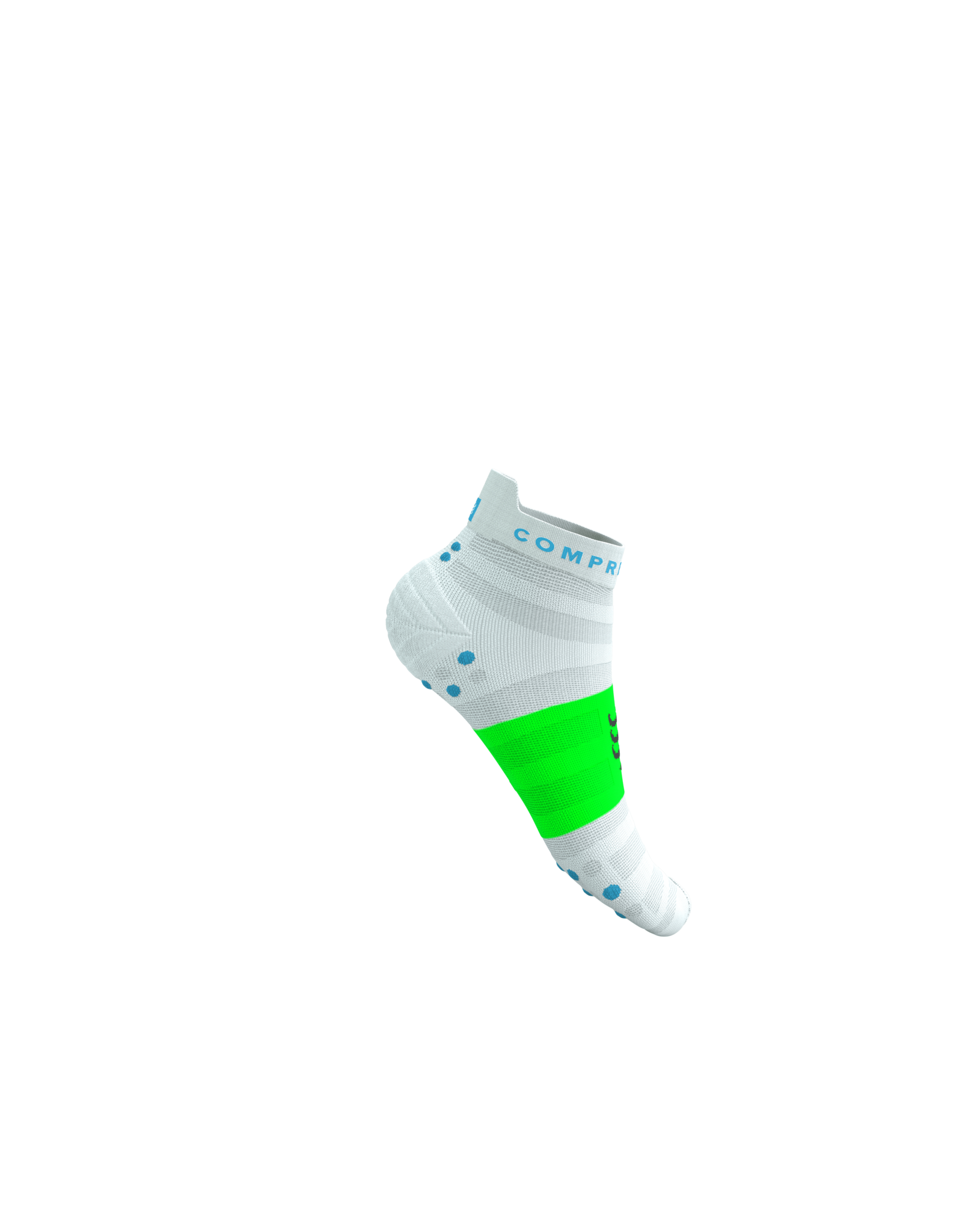 Compressport Pro Racing Socks V4.0 Ultralight Run Low - White/Norse Blue/Neon Green