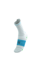 Compressport Pro Racing Socks V4.0 Ultralight Run High - White/Norse Blue/Neon Green