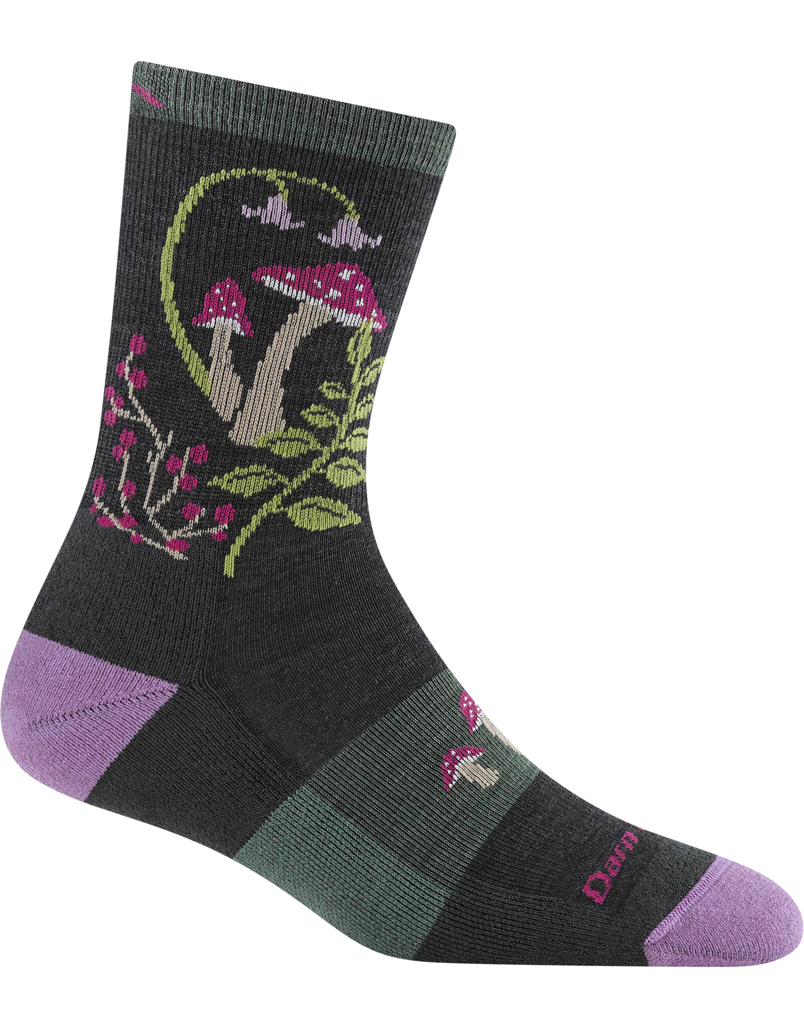 Darn Tough Mellow Mushrooms Micro Crew Lightweight with Cushion - Charcoal
