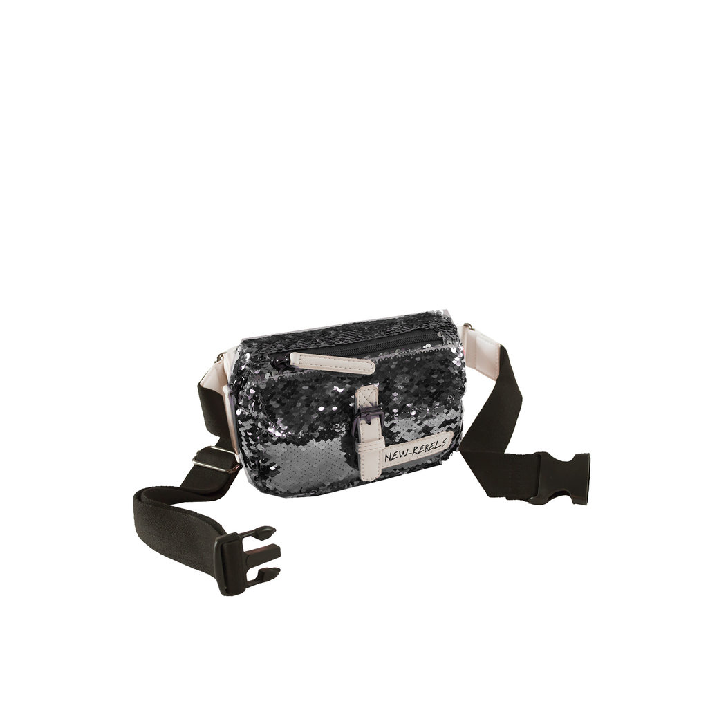 New Rebels® Sequin Buckle Waist Bag Black | Heuptasje