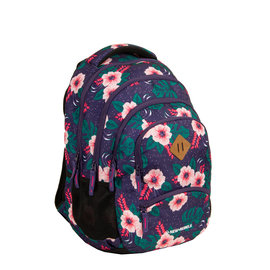 New-Rebels® BTS 4 school bag with laptop compartment flower print