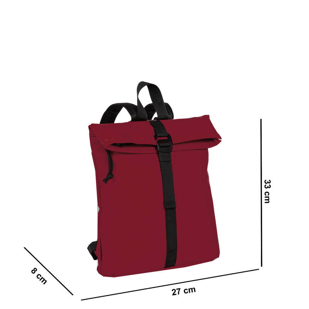 New-Rebels® Mart - Roll-Top - Backpack - Burgundy - Small II - 27x8x33cm - Backpack