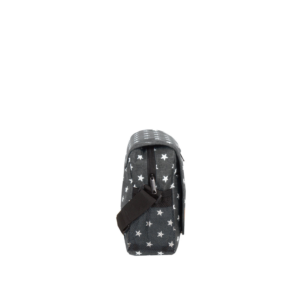 New Rebels ® Star25 - Medium Schoudertas  A5 - Crossbodytas met flap  - Grijs - with stars