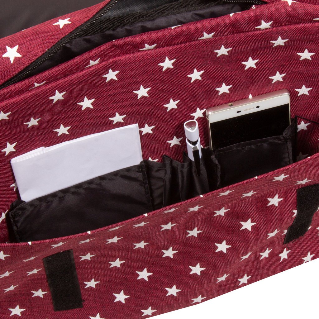 New Rebels ® Star26 - Medium Schoudertas  A4- Crossbodytas met flap - with stars - Burgundy