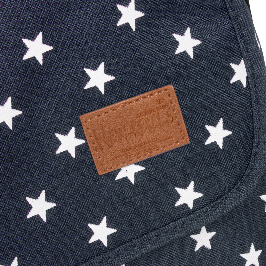 New Rebels ® Star26 - Medium Schoudertas  A4 - Crossbodytas met flap - with stars -  shadow blue with stars