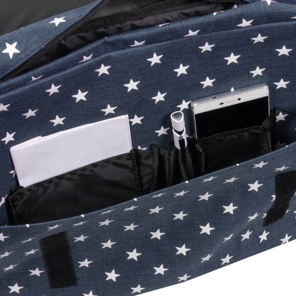 New Rebels ® Star26 - Medium Schoudertas  A4 - Crossbodytas met flap - with stars -  shadow blue with stars