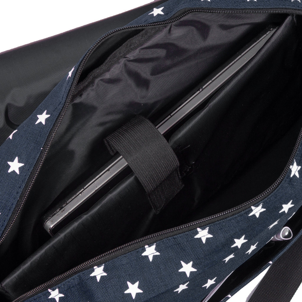 New Rebels ® Star26 - Medium Shoulderbag  A4 - Crossbodybag met flap - with stars -  shadow blue with stars