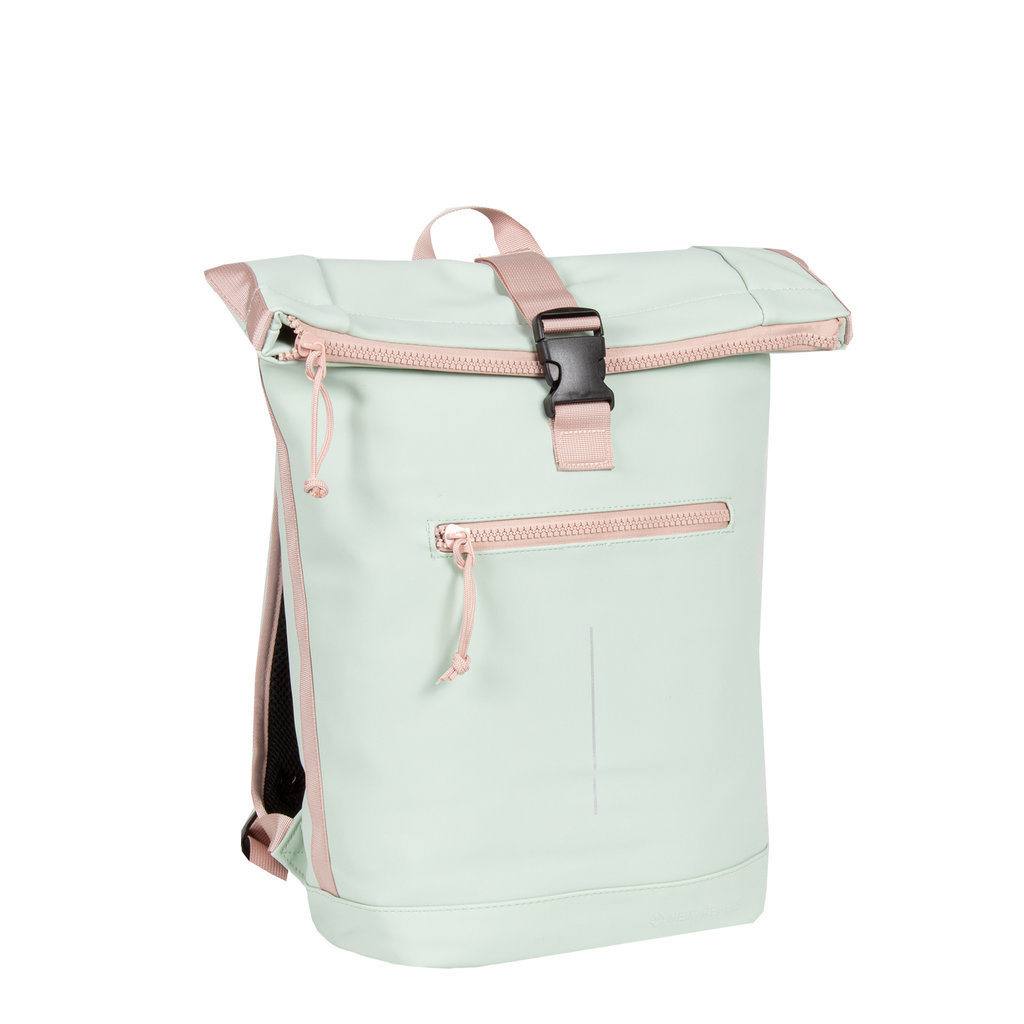 New Rebels ® Tim - Rolltop - Rugtas - Rugzak - Waterafstotend - Mint/Zacht Roze