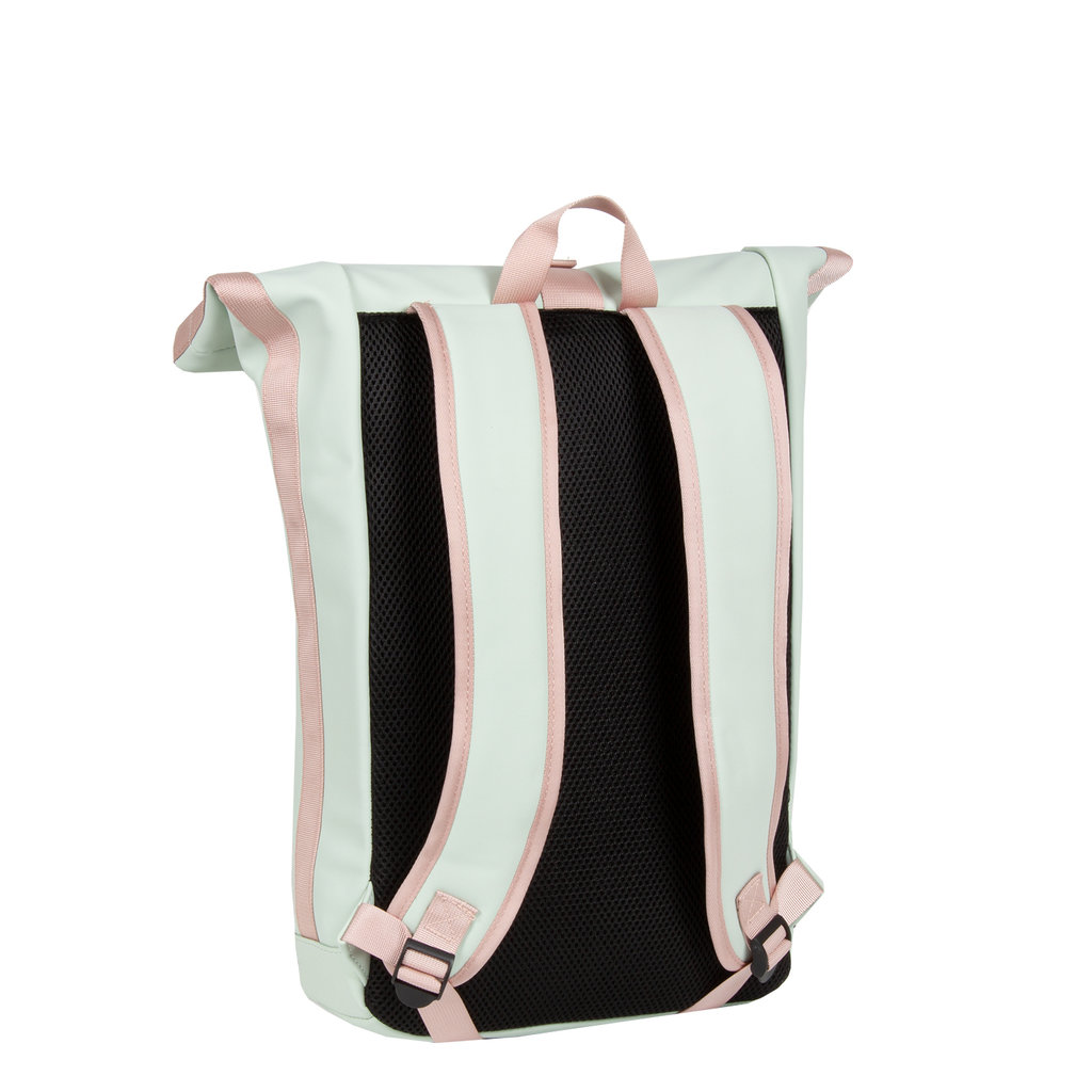 New Rebels ® Tim - Rolltop - Rugtas - Rugzak - Waterafstotend - Mint/Zacht Roze