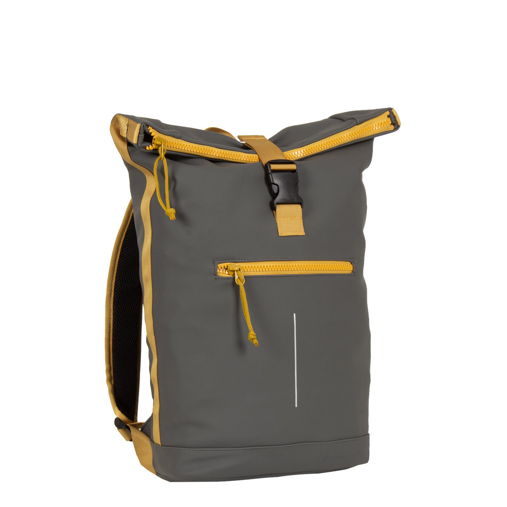 New Rebels ® Tim - Rolltop - Rucksack - Wasserfest - Anthrazit/Gelb