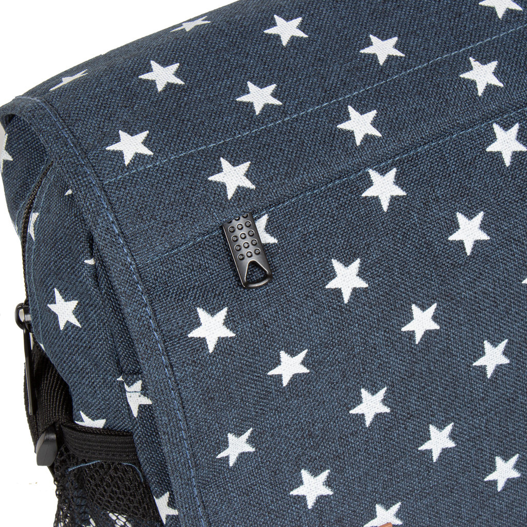 New Rebels ® Star25 - Medium Schoudertas  A5 - Crossbodytas met flap  -  A5 blue with stars