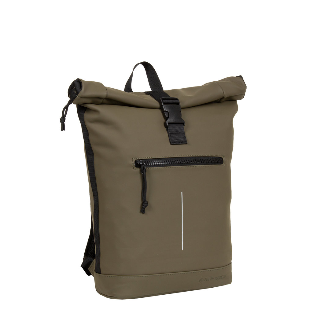 New Rebels Mart New York Olive 19L Rugtas Rolltop Waterafstotend Laptop 15.6