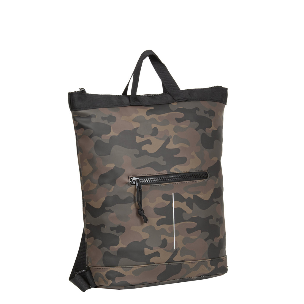 New Rebels ® Mart - Top Zip - Wasserfest -  Rucksack - Laptop Bag 14Inch. - Shopper - Braun Camouflage