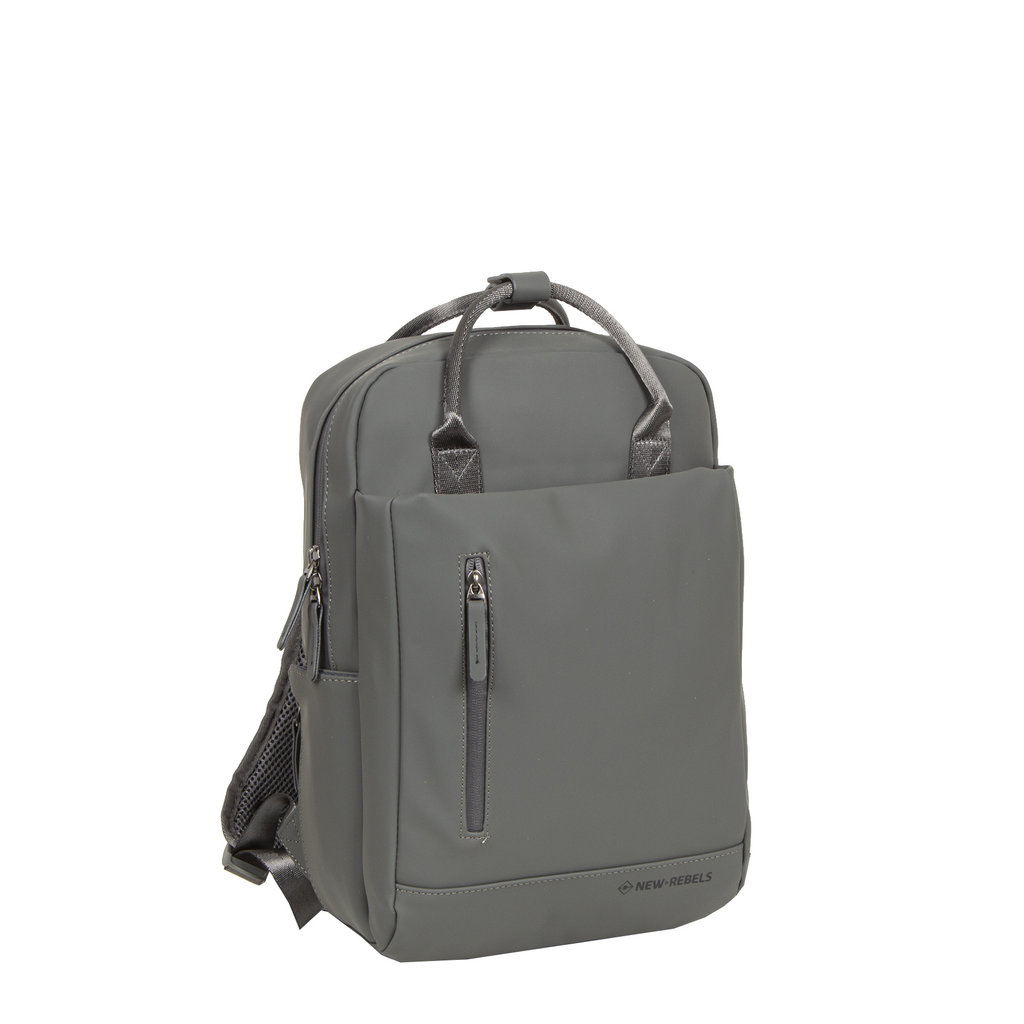 New Rebels New Rebels Harper Miami Rugzak 9L Waterafstotende Laptop Rugtas 13 inch Schooltas en Werktas van PU Comfortabel Antraciet
