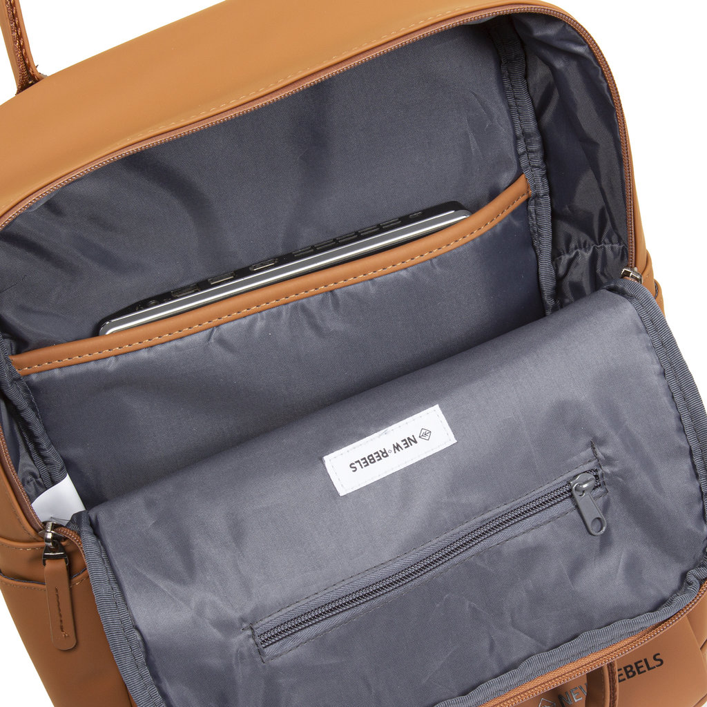 New Rebels ® Harper  3- Rugtas - Waterafstotend - Laptoptas 14 inch -  12 Liter - Waterproof Rugzak - Cognac