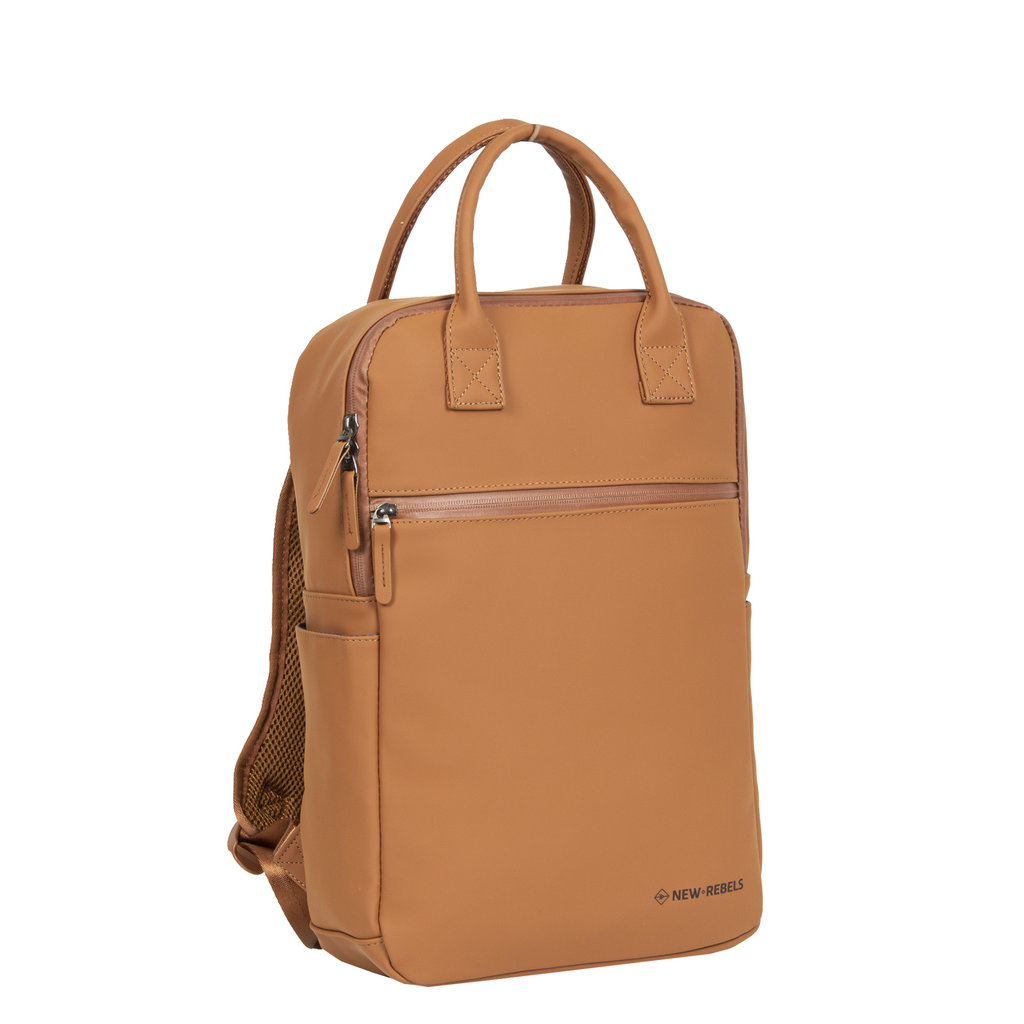 New-Rebels ®  Harper  3- Backpack - Laptoptas 14 inch - Waterafstotende Rugtas - 12 Liter - Waterproof Rugzak -Cognac