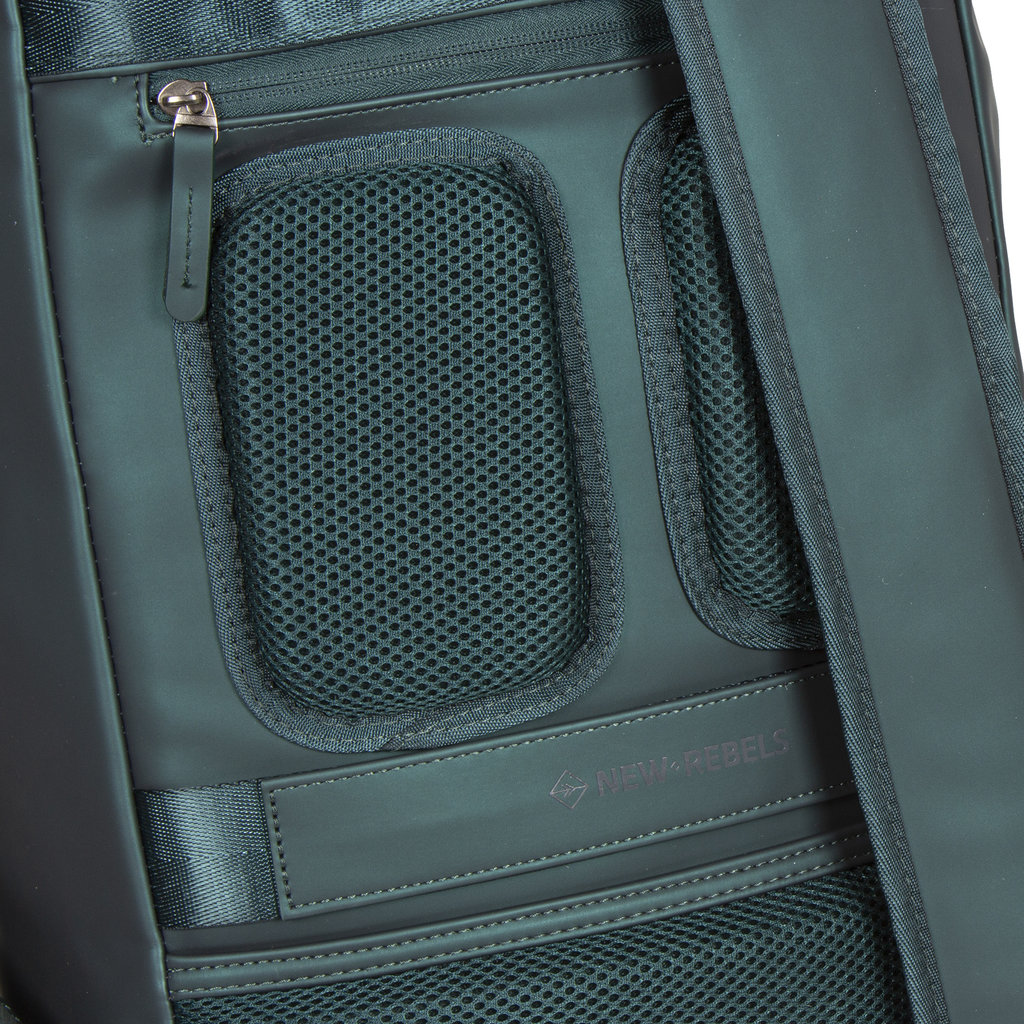 New Rebels New Rebels ® Harper - Rugzak - Laptoptas - Rugtas - 18 Liter - Donker Groen -  Metallic