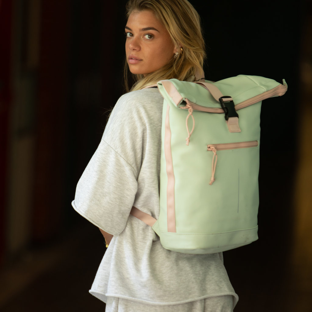 New Rebels ® Tim - Rolltop - Rucksack - Wasserfest - Mint/Soft Rosa