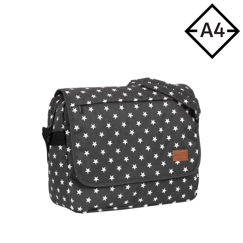 New Rebels ® Star26 - Medium Schoudertas  A5 - Crossbodytas met flap - Black with stars