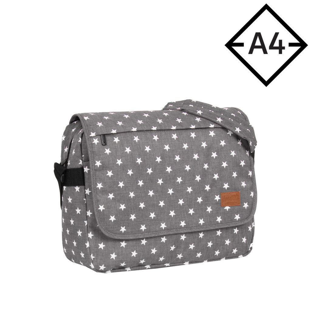 New Rebels ® Star26 - Medium Schoudertas  A5 - Crossbodytas met flap - with stars - Anthracit