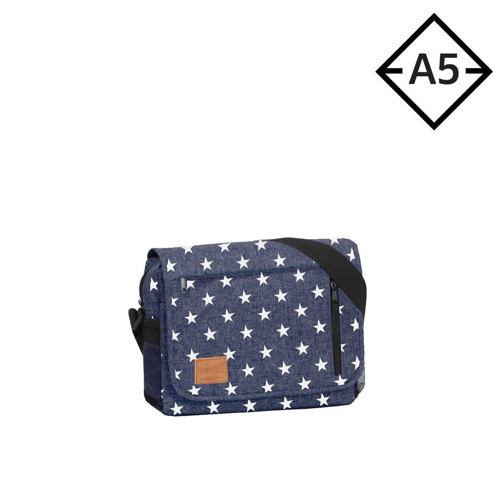 New Rebels ® Star25 - Medium Schoudertas  A5 - Crossbodytas met flap  -  A5 blue with stars