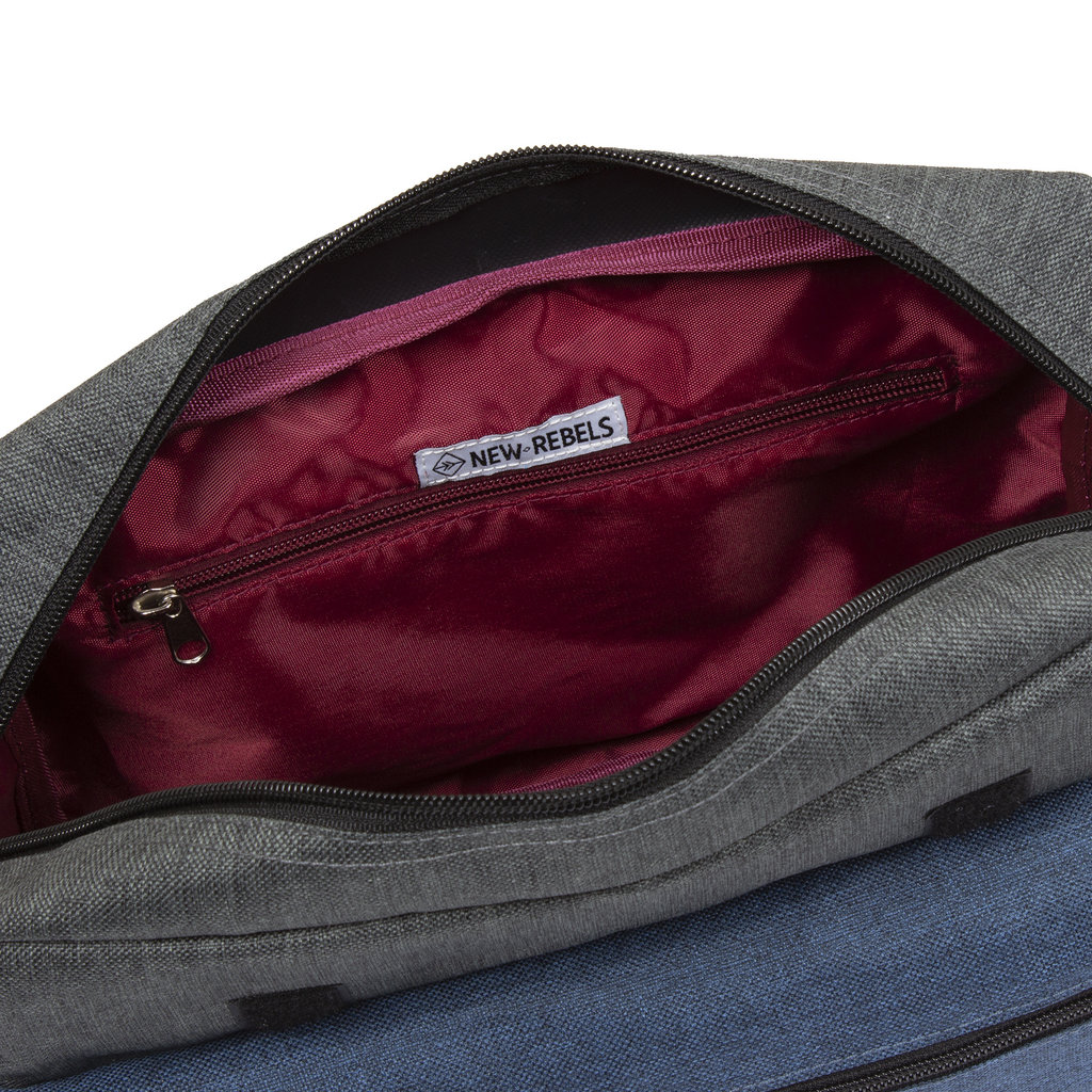 New Rebels New Rebels ® Morris Schoudertas Medium Flap Navy 2Tone 30X12X23CM