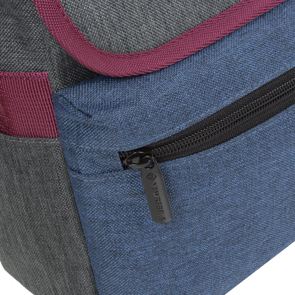 New Rebels New Rebels ® Morris Schoudertas Medium Flap Navy 2Tone 30X12X23CM