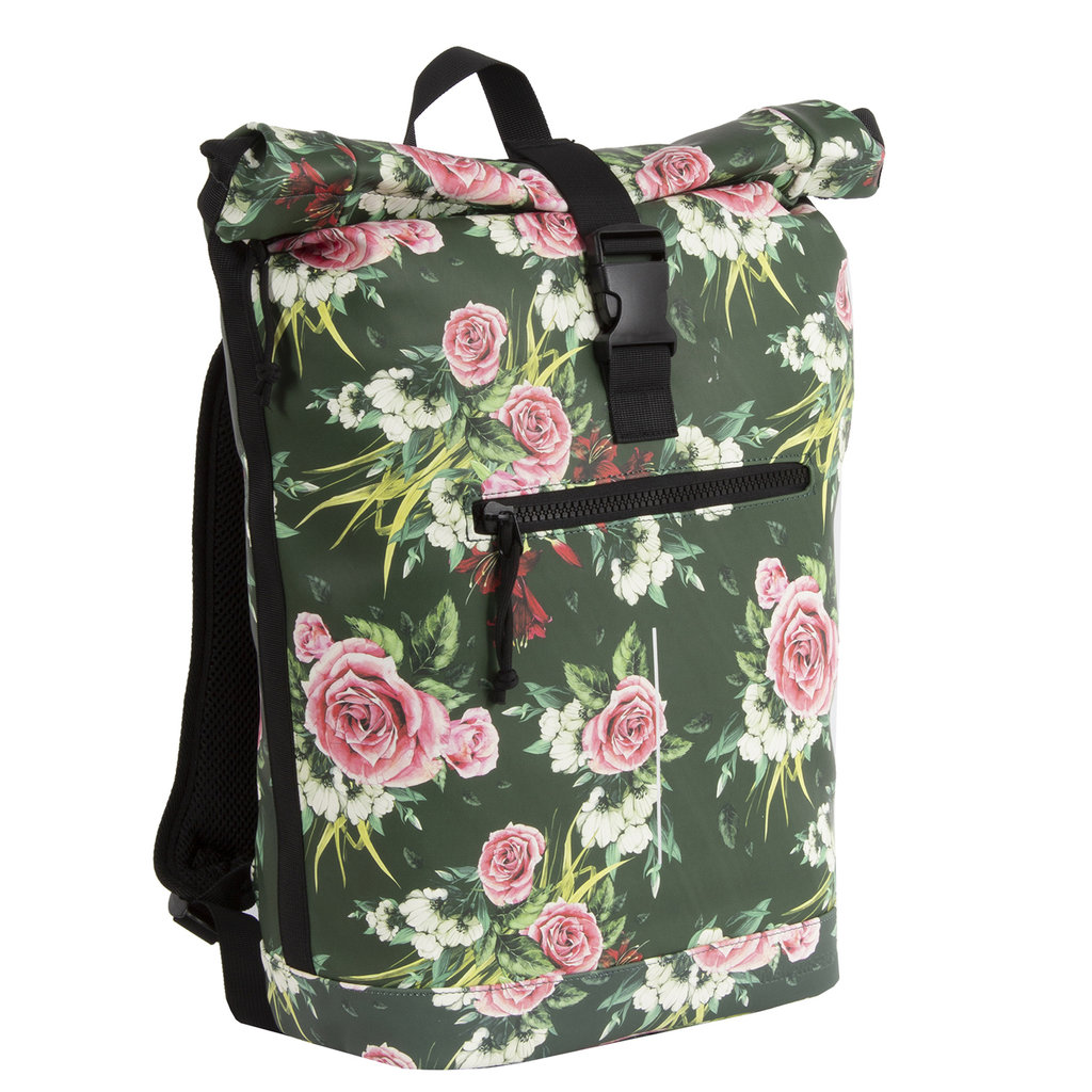 New Rebels ® Mart - Rolltop - Backpack - Water repellent  - Flower Dark  - Large II