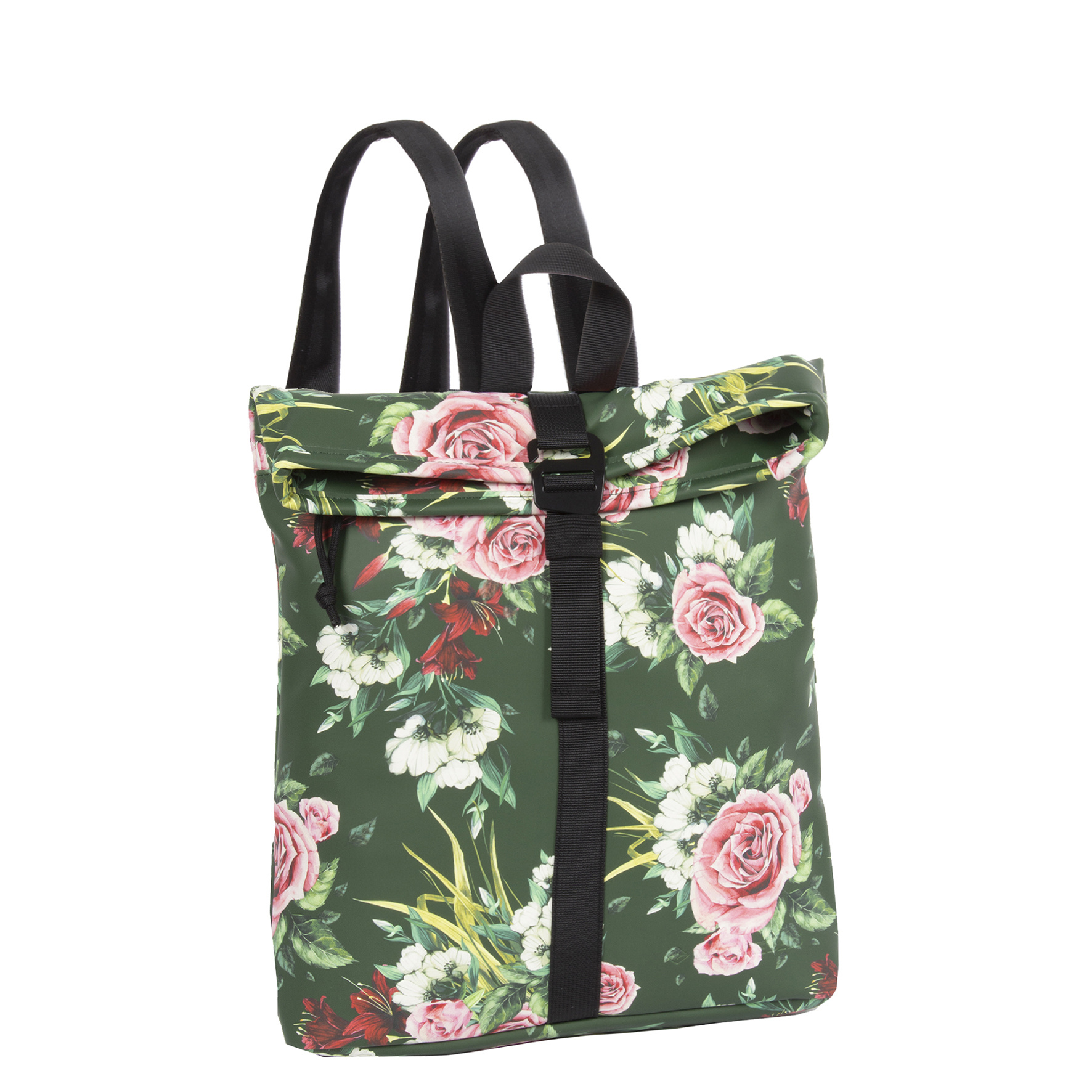 New Rebels® Mart Flower - Rugtas - Bloemen - Waterbestendig - Roll-top - 27x33x8cm - Rugzak / Backpack