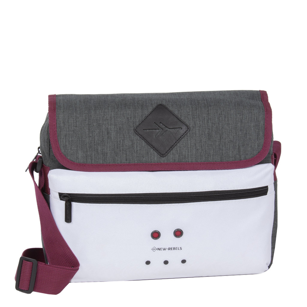 New Rebels ® Morris Schoudertas Medium Flap White 2Tone 30X12X23CM