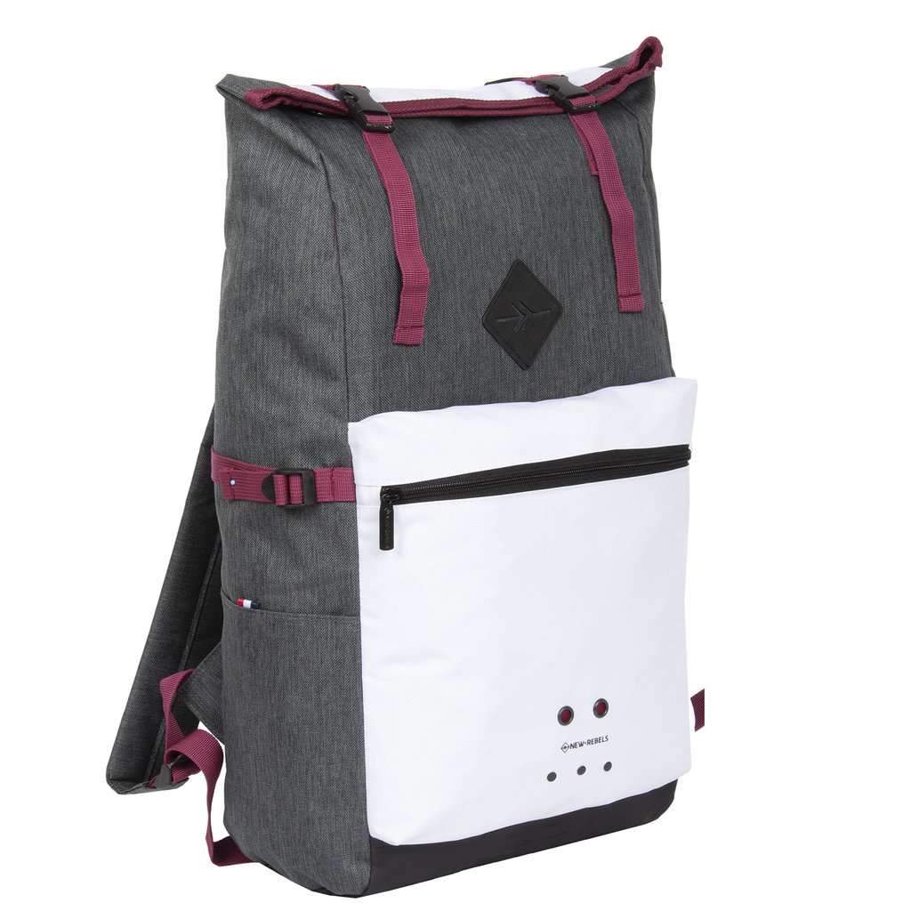 New Rebels ® Morris Big Roll Top Backpack White 2Tone 16L 27X15X47CM