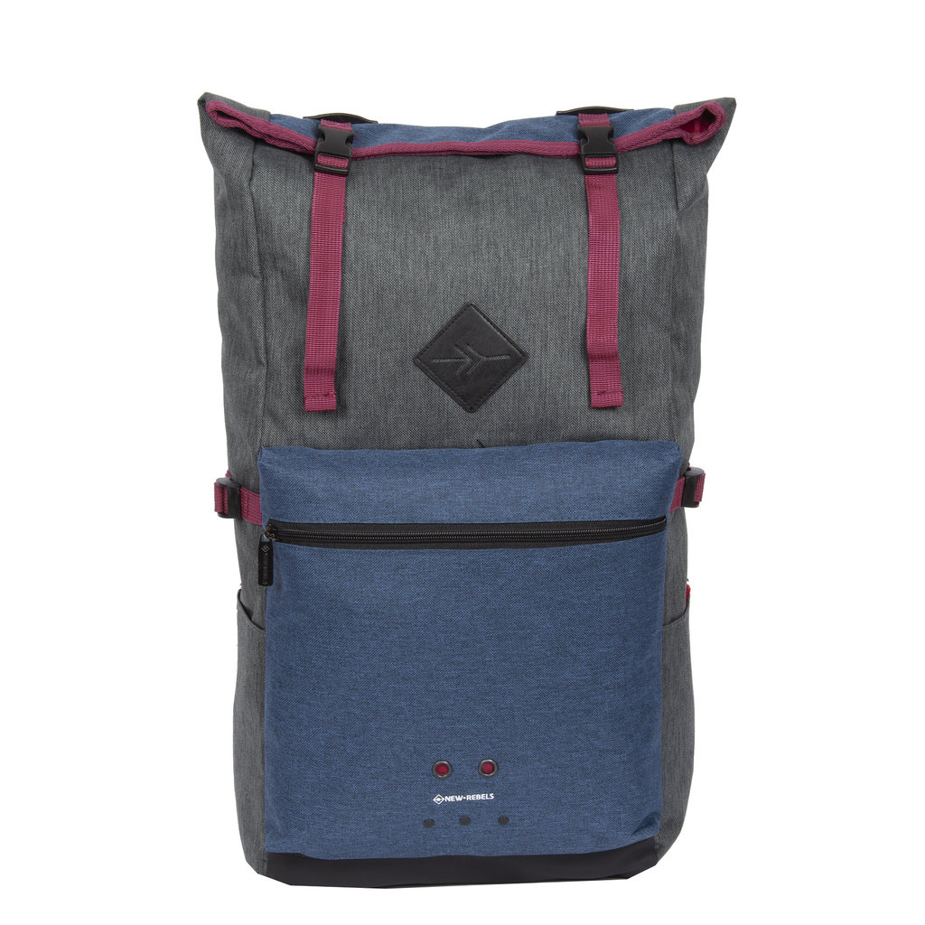 New Rebels ® Morris Big Rolltop Rucksack Navy 2Tone 16L 27X15X47Cm